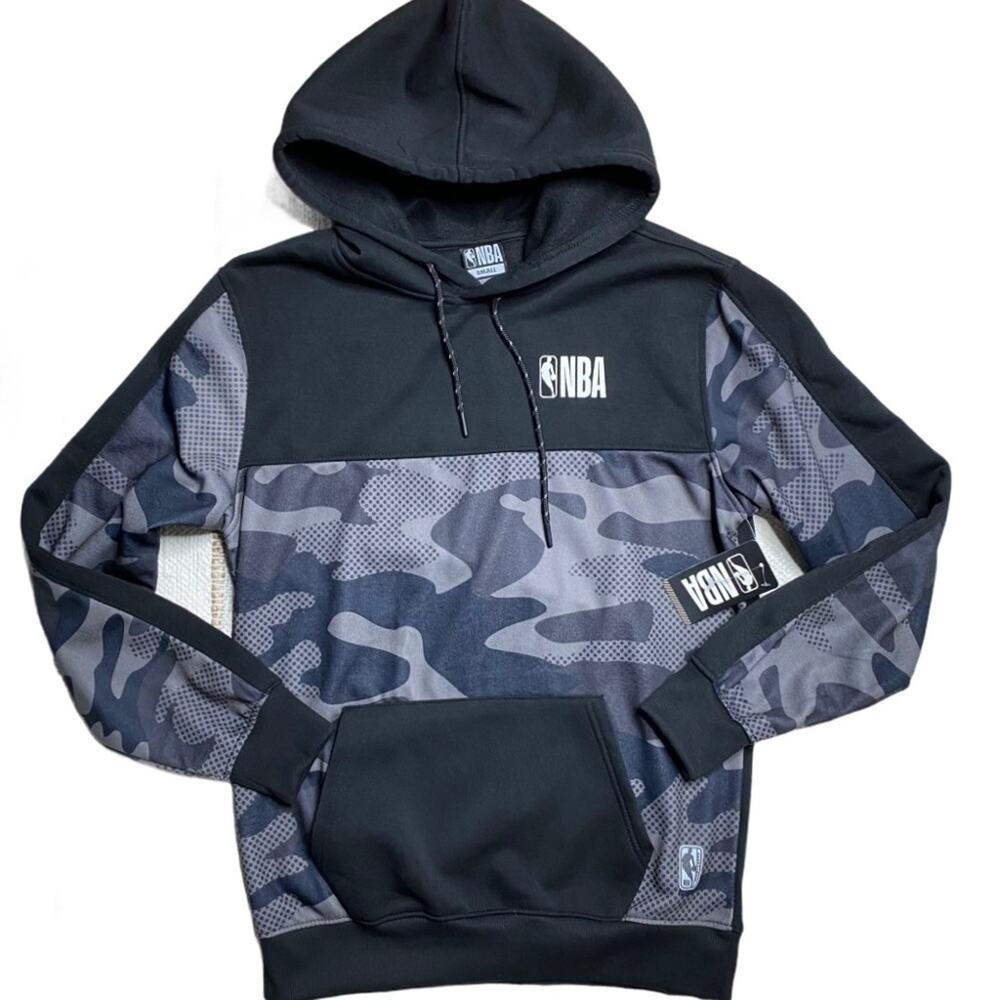 NBA Black Camo Fleece Hoodie Sweatshirt Men’s Size Small - Picture 1 of 8